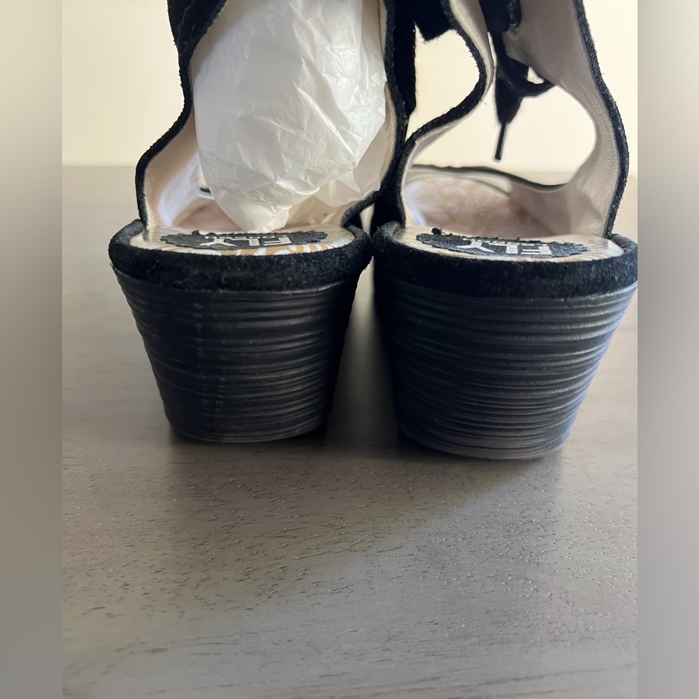 Fly London Yaffa Black Wedge Sandals - Picture 5 of 9